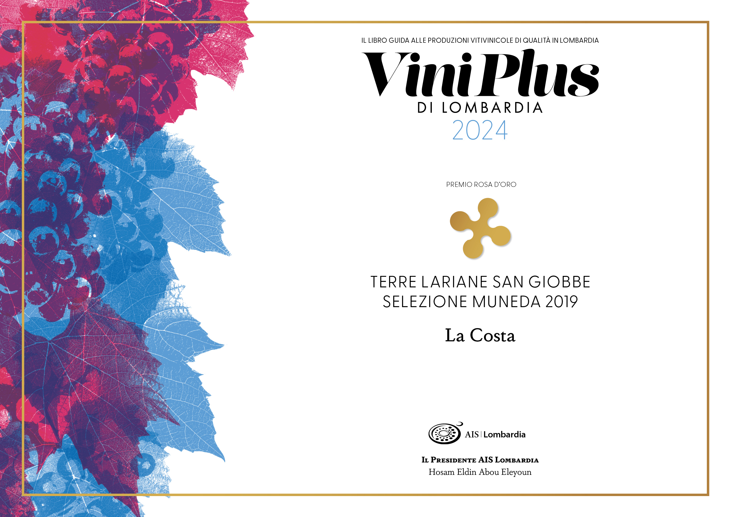 VINIPLUS 2024 – Riconoscimento Rosa Oro e 4 Rose Camune